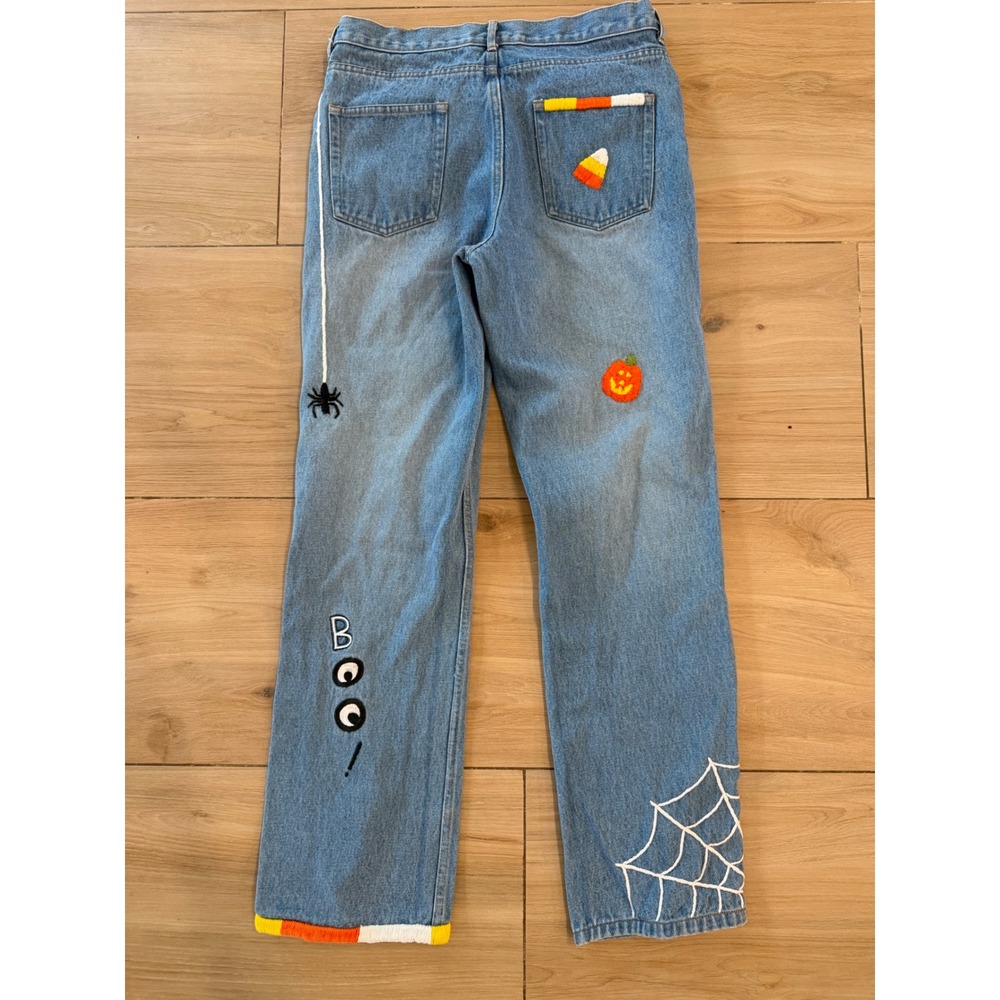 Vintage Straight Leg Women’s Jeans with Halloween Embroidery - Picture 6 of 8